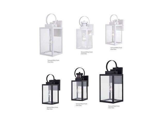 VAXCEL T0554 Medinah 1 Light Dusk to Dawn White Outdoor Wall Lantern Clear Glass
