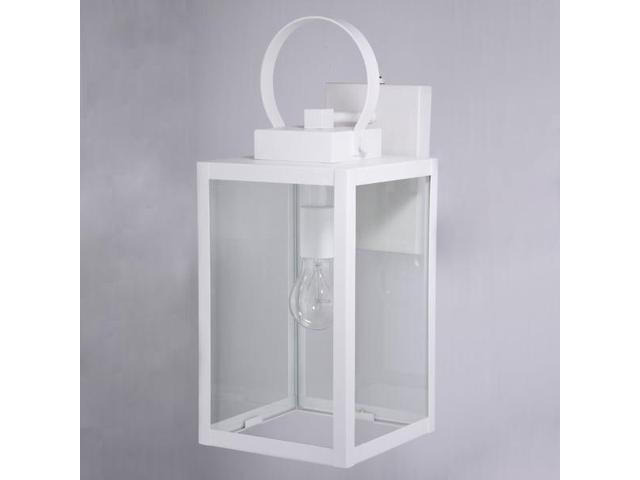 VAXCEL T0554 Medinah 1 Light Dusk to Dawn White Outdoor Wall Lantern Clear Glass