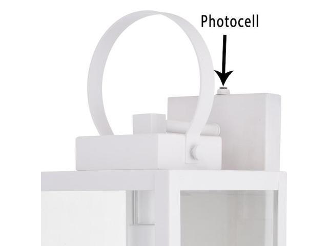 VAXCEL T0554 Medinah 1 Light Dusk to Dawn White Outdoor Wall Lantern Clear Glass