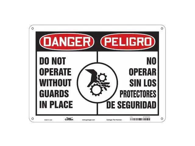 CONDOR 475F95 Safety Sign, 10 in Height, 14 in Width, Aluminum, Horizontal