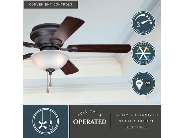 VAXCEL F0059 Expo 42 In. Bronze Indoor Flush Mount Ceiling Fan with LED Light