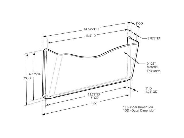 AZAR DISPLAYS 250055 Clear Plastic Wall Mount File Holder, Suction Cups, 4-Pack