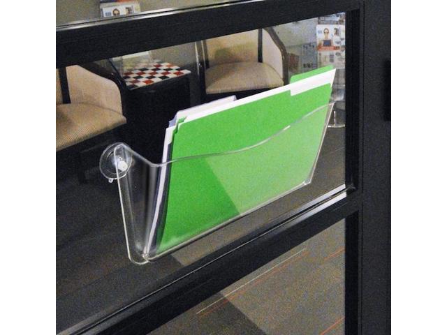 AZAR DISPLAYS 250055 Clear Plastic Wall Mount File Holder, Suction Cups, 4-Pack