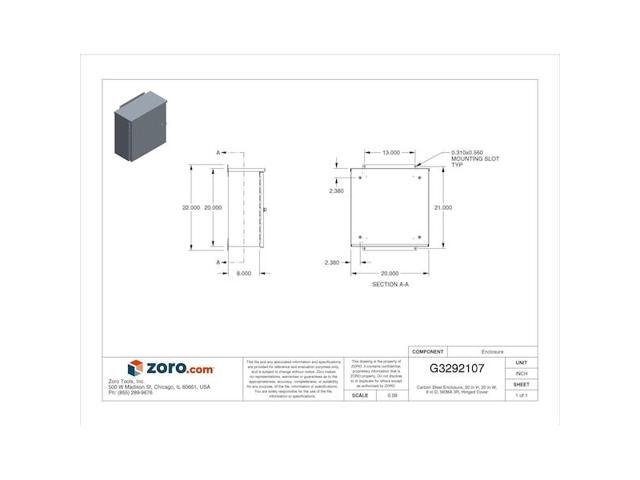 Wiegmann Enclosure Gray ANSI 61 Polyester Powder RHC202008