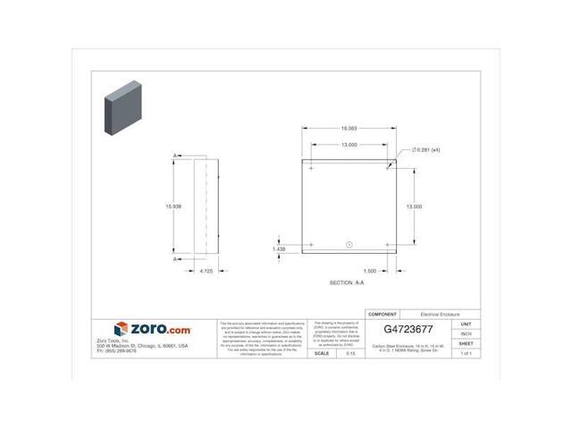 WIEGMANN SC161604NK Captive Screws Electrical Enclosures, 16 in H, 4 in D, 16
