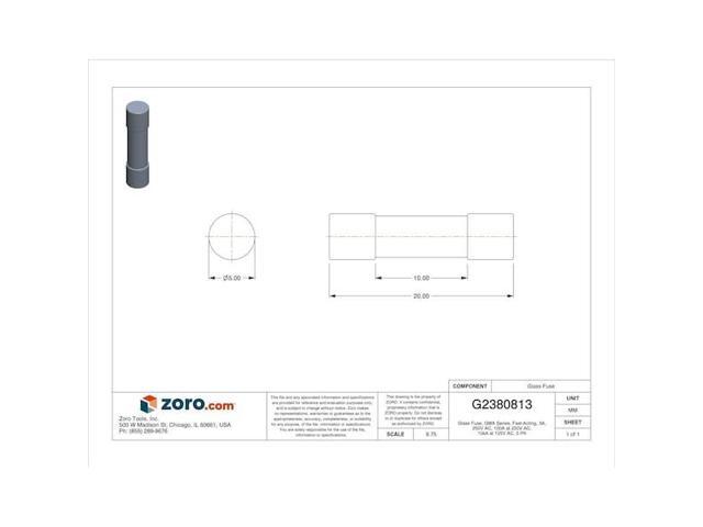 EATON BUSSMANN GMA-3-R Glass Fuse, 3A, 100A at 250V AC, 10kA at 125V AC, 5 PK
