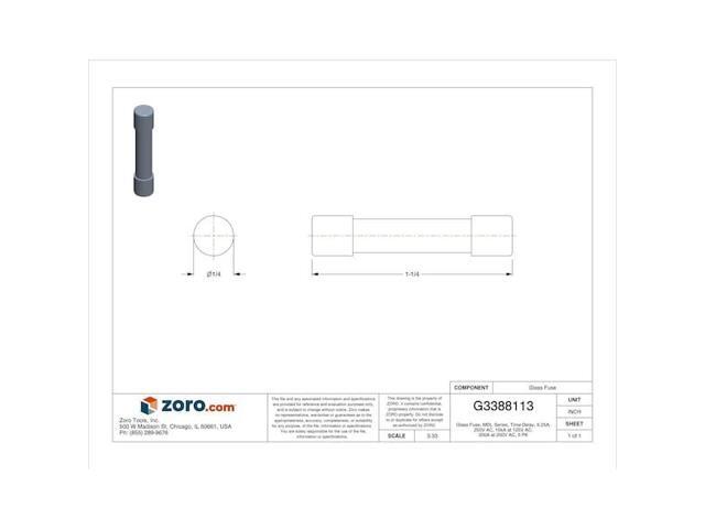 EATON BUSSMANN MDL-6-1/4-R Glass Fuse, 6.25A, 10kA at 125V AC, 200A at 250V AC,