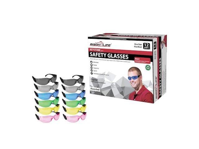 BISON LIFE BL-KSSG1-CLBT-ADP-12 Keystone, Safety Glasses, Anti-Scratch,