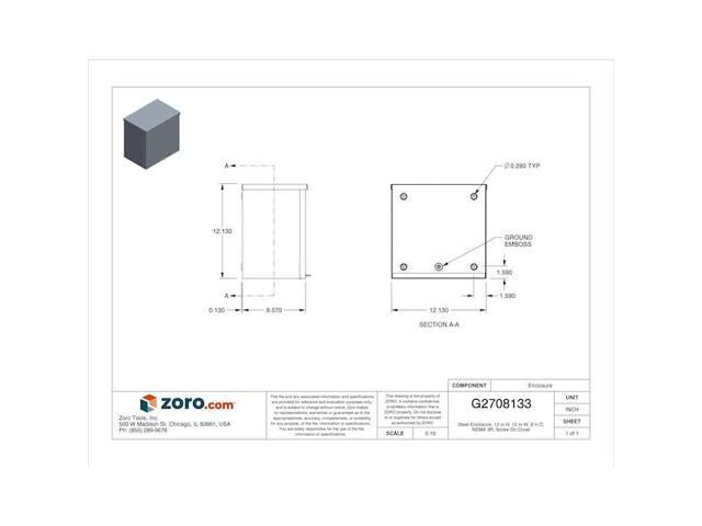 Wiegmann Enclosure,Mtlc,12In. Hx 12In. Wx8In. D RSC121208G