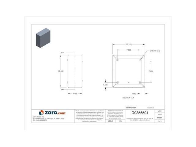 WIEGMANN SC101004GNK Captive Screws Electrical Enclosures, 10 in H, 4 in D, 10