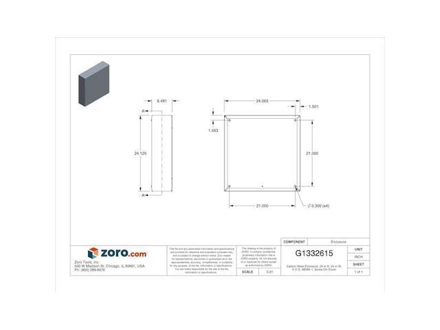 WIEGMANN SC242406NK Captive Screws Electrical Enclosures, 24 in H, 6 in D, 24