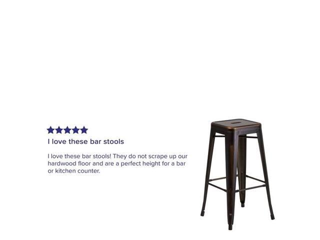 Flash Furniture Commercial Grade 30' High Backless Distressed Copper Metal Indoor-Outdoor Barstool 4 Pack (4ETBT350330COP)