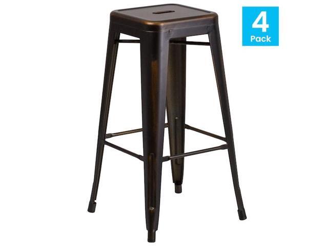 Flash Furniture Commercial Grade 30' High Backless Distressed Copper Metal Indoor-Outdoor Barstool 4 Pack (4ETBT350330COP)