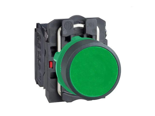 SCHNEIDER ELECTRIC XB5AA35 Push Button Operator, 22 mm, 1NO/1NC, Green