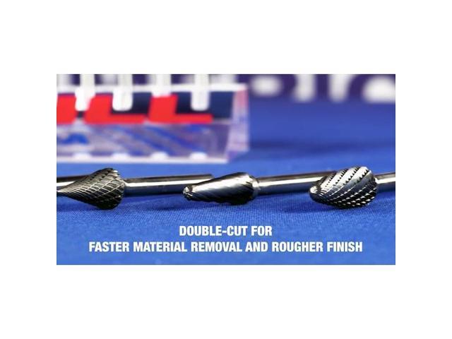 Drill America DUL Series Solid Carbide Bur, Double Cut, SD9 Ball End, 1/4' Shank, 1' Head Diameter, 15/16' Cutting Length (Pack of 1)