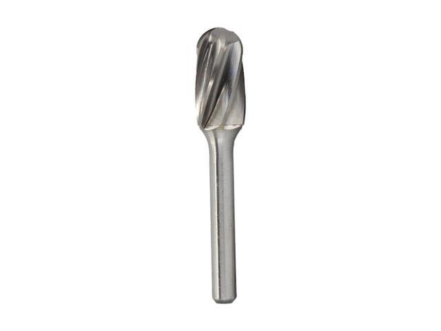 Drill America DUL Series Solid Carbide Bur, Double Cut, SC3NF Cylindrical - Radius End, 1/4' Shank, 3/8' Head Diameter, 3/4' Cutting Length (Pack...