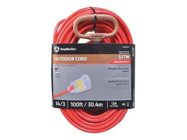 SOUTHWIRE 2489SW8804 SJTW Extension Cord, 14 AWG, Outdoor, 14/3, 1 Outlets,