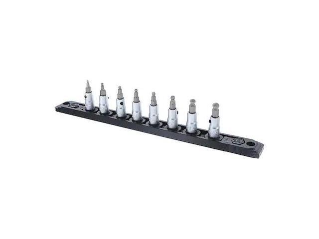 Wiha 71798 8 Piece Ball End Hex SAE Bit Socket Rail Set
