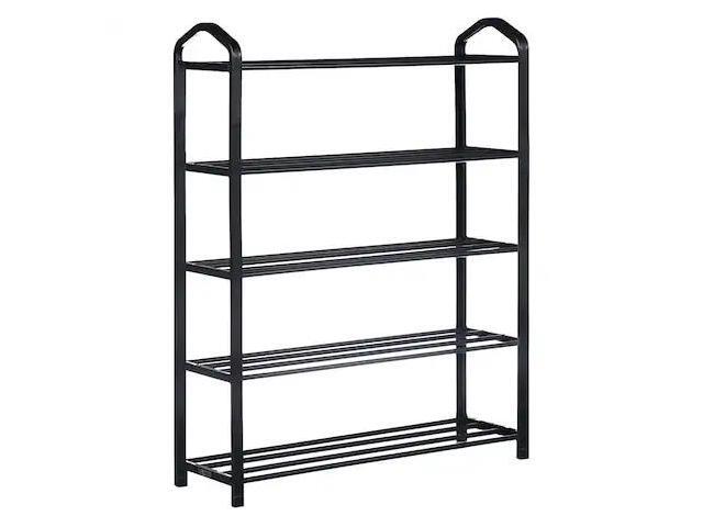 IPOWER FNSHLFSHOE24083105B 5-Tier Shoesshelf, 24 x 8 x 24 Inches, Black