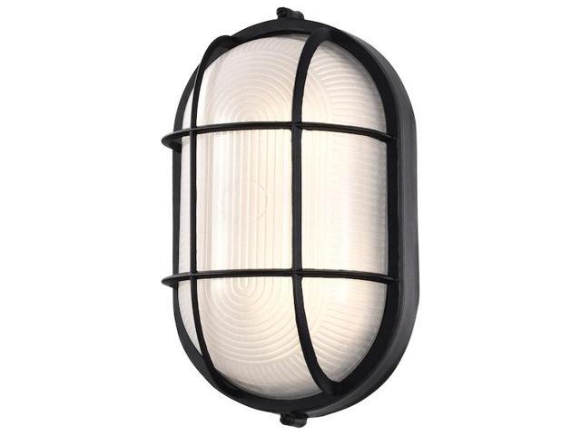NUVO 62/1391 LED Oval Bulk Head Fixture, Black Finish with White Glass