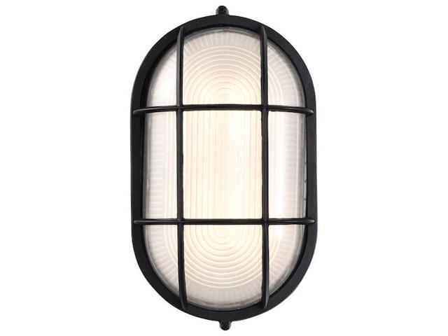 NUVO 62/1391 LED Oval Bulk Head Fixture, Black Finish with White Glass