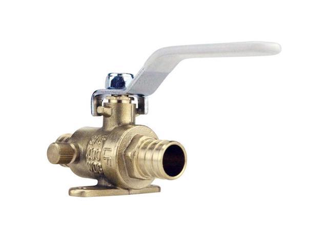 APOLLO APXV34WD 3/4 in. Brass PEX Barb Ball Valve with Drain and Mounting Pad