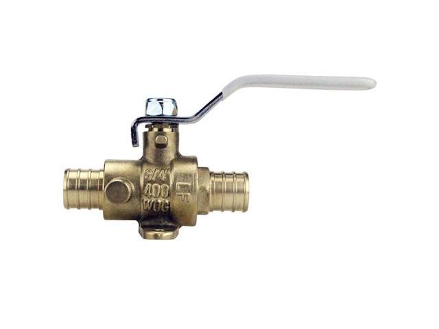 APOLLO APXV34WD 3/4 in. Brass PEX Barb Ball Valve with Drain and Mounting Pad
