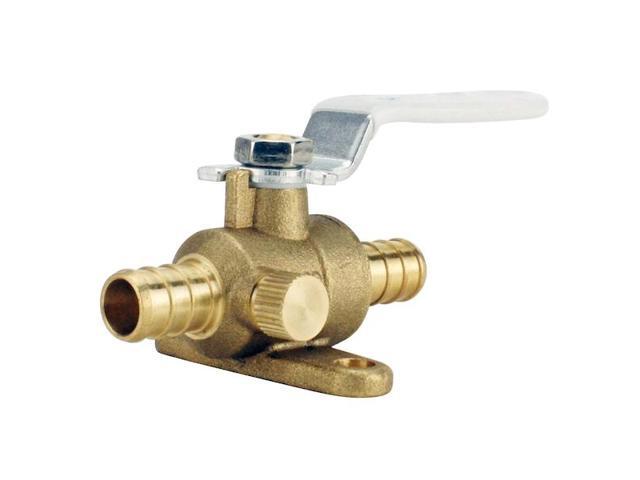 APOLLO APXV12WD 1/2 in. Brass PEX Barb Ball Valve with Drain and Mounting Pad