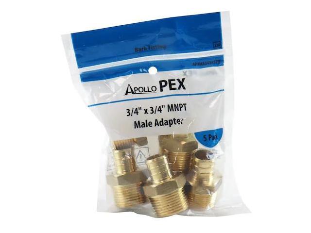 APOLLO APXMA34345PK 3/4 in. Brass PEX Barb x 3/4 in. Male Pipe Thread Adapter