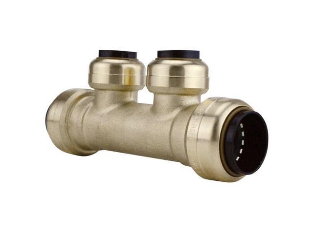APOLLO FSBM2PTO 3/4 in. x 3/4 in. Brass Push-To-Connect Inlets with 2-Port Open