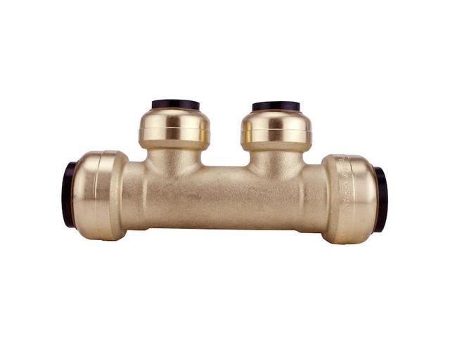 APOLLO FSBM2PTO 3/4 in. x 3/4 in. Brass Push-To-Connect Inlets with 2-Port Open