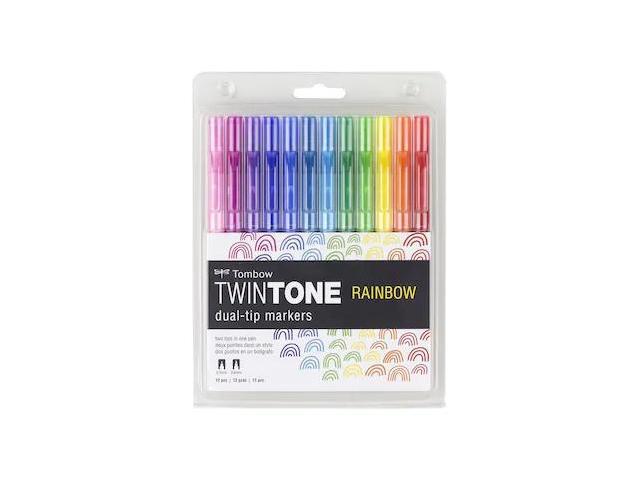 Tombow TwinTone Dual-Tip Markers Bold/Extra-Fine Tips Assorted Dozen 61526