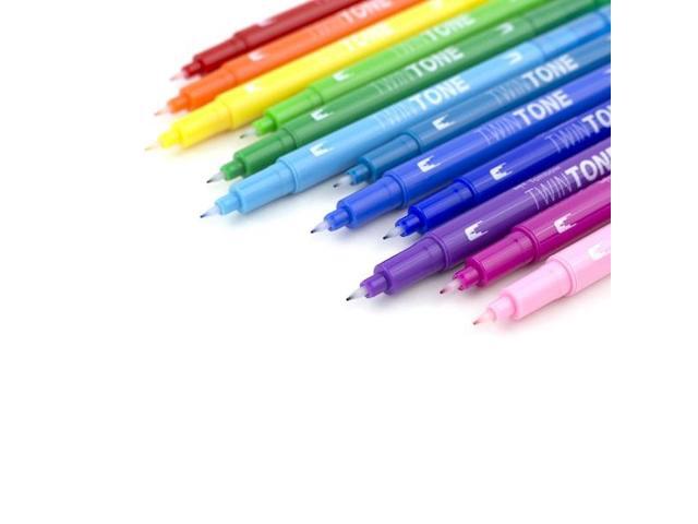 Tombow TwinTone Dual-Tip Markers Bold/Extra-Fine Tips Assorted Dozen 61526
