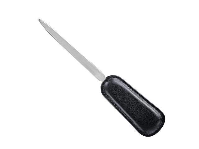 DACASSO AG-1019 Classic Black Leather Letter Opener with Silver Blade