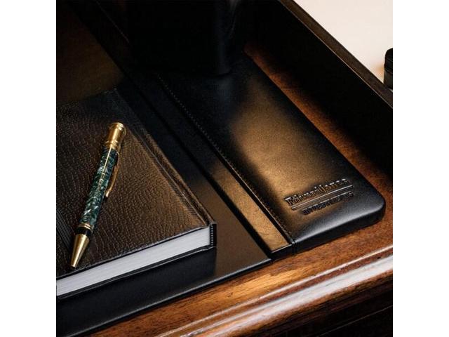 DACASSO PR-1025 Black Leather Side-Rail Desk Pad/Desk Protector, 38' x 24'