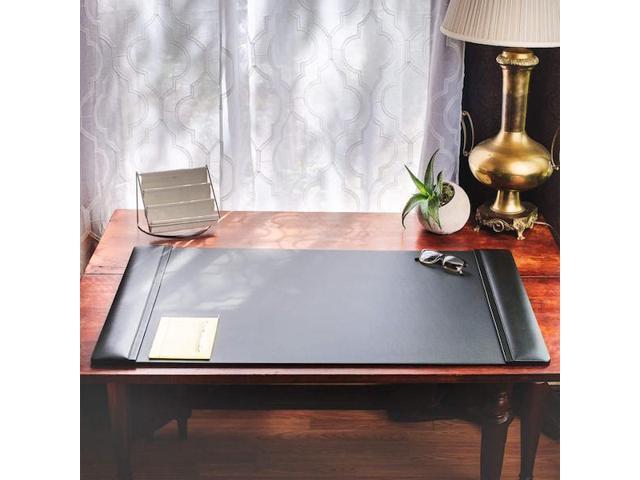 DACASSO PR-1025 Black Leather Side-Rail Desk Pad/Desk Protector, 38' x 24'
