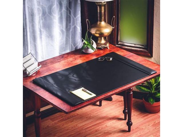 DACASSO PR-1025 Black Leather Side-Rail Desk Pad/Desk Protector, 38' x 24'