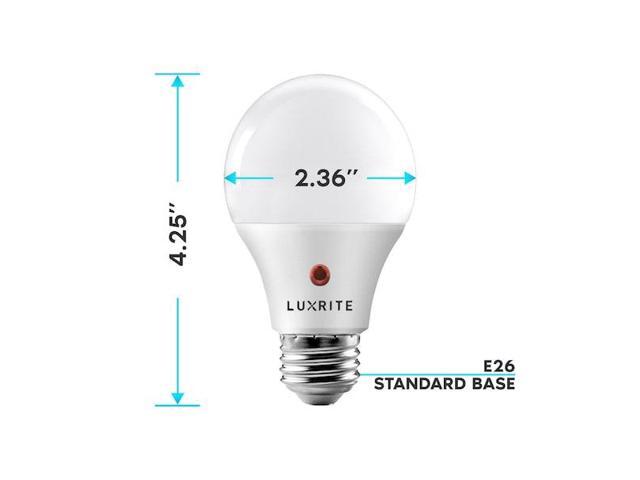 LUXRITE LR21471-2PK A19 LED Light Bulbs Dusk to Dawn 9W (60W Equivalent) 800LM