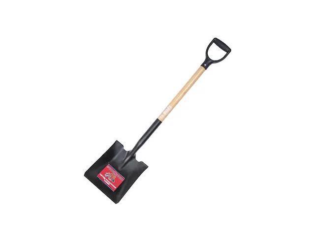 BULLY TOOLS 52520 Square Point Shovel, 14 ga Steel Blade, Wood Handle