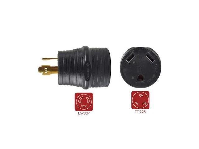 SUPERIOR ELECTRIC RVA1589 Plug Adapter, TT-30R, L5-30P, Black