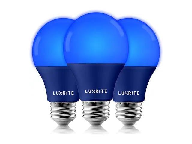 Photos - Light Bulb LUXRITE LR21491-3PK A19 LED  8W  Blue Colored Bulbs(60W Equivalent)