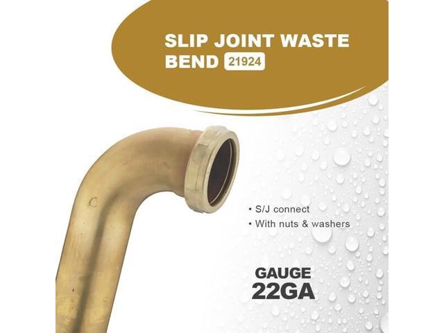 EVERFLOW 21924 Slip Joint Waste Bend for Tubular Drain Applications, 22GA Brass