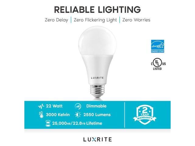 LUXRITE LR21451-2PK A21 LED Light Bulbs 22W (150W Equivalent) 2550LM 3000K Soft