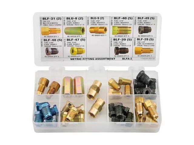 AGS BLFA-2 Metric Tube Nut, Union, Adapter Fitting Assortment, 9 SKU, BLFA-2