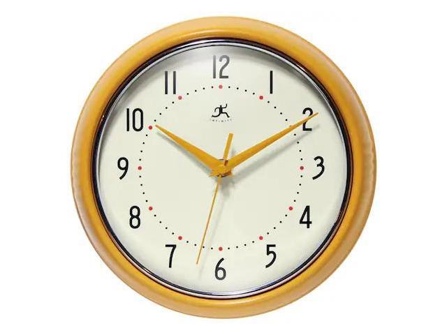 INFINITY INSTRUMENTS 10940SY Retro Round Saffron - 9.5' Retro Metal Wall Clock