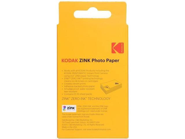 KODAK 2x3' Photo Paper for ZINK Printer and Camera, 20 Sheets #RODZ2X320