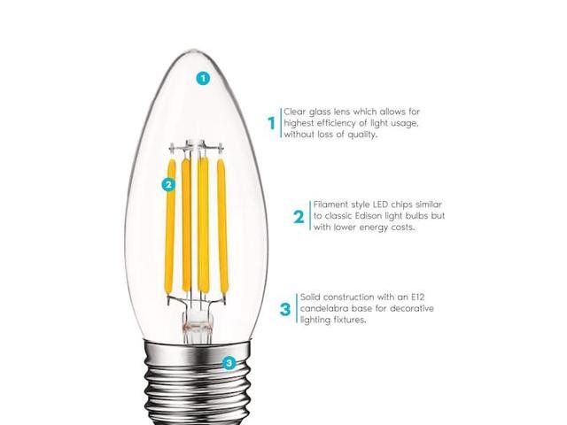 LUXRITE LR21602-6PK B11 LED Light Bulbs 5W (60W Equivalent) 550LM 2700K Warm