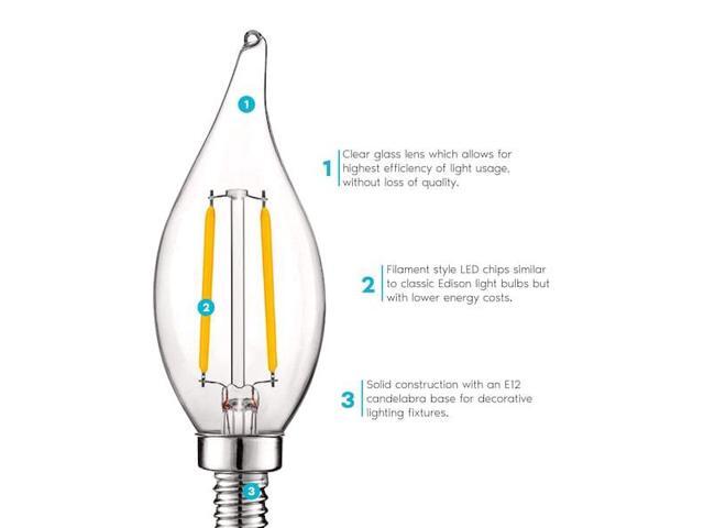 LUXRITE LR21573-16PK CA11 LED Light Bulbs 4W (40W Equivalent) 400LM 2700K Warm