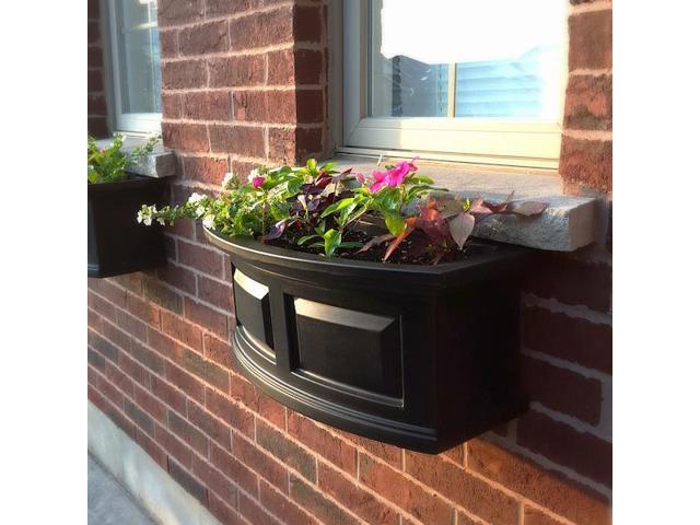 Mayne 4829-B Nantucket Polyethylene Window Box, 2, Black