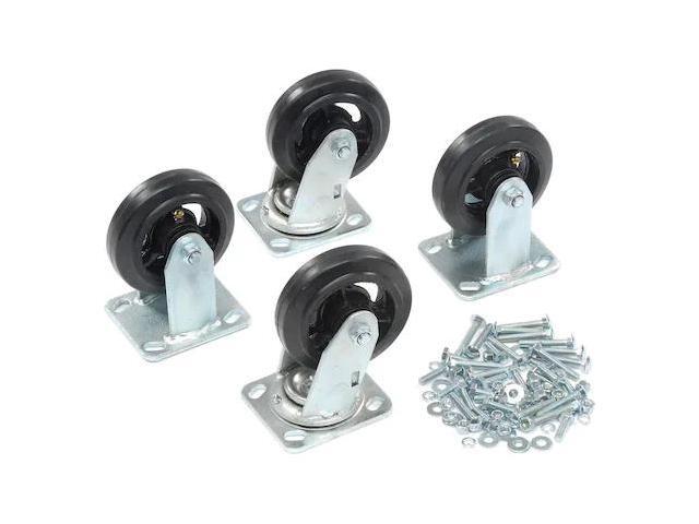 GLOBAL INDUSTRIAL 232CP3 Mold-On Rubber Caster Kit 2 Swivel, 2 Rigid, 5 x 1-1/2
